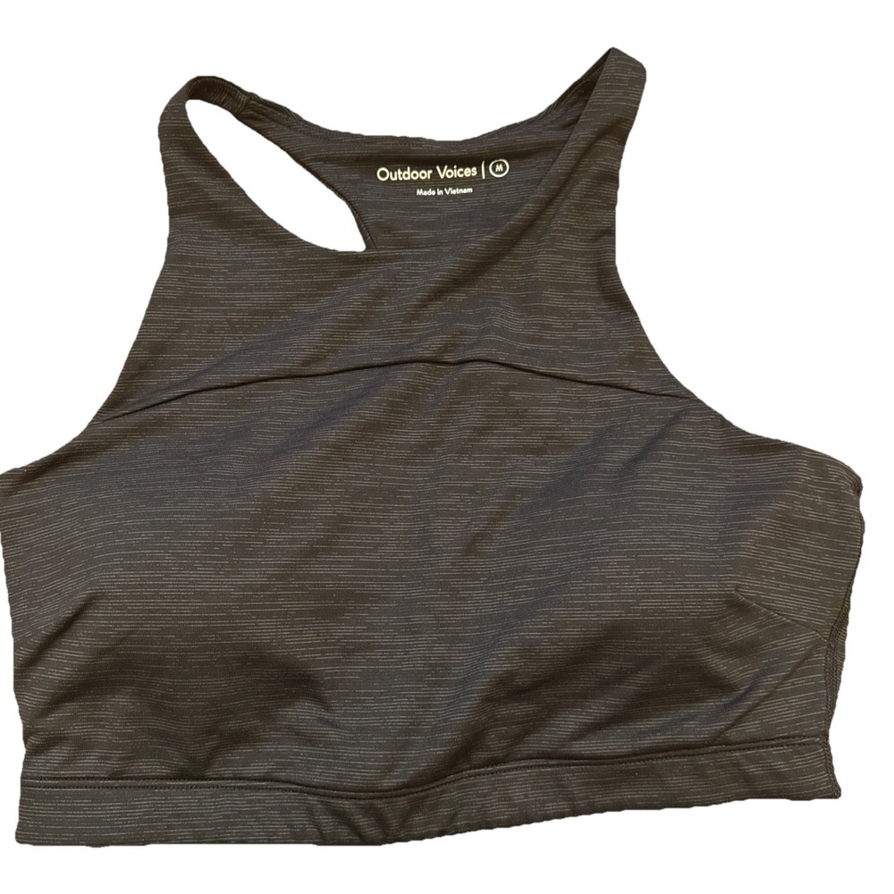 OUTDOOR VOICES Tech Sweat Sports Bra Black Med Padded Racerback Yoga Activewear